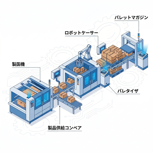 箱詰め自動化ラインのの構成イメージ図